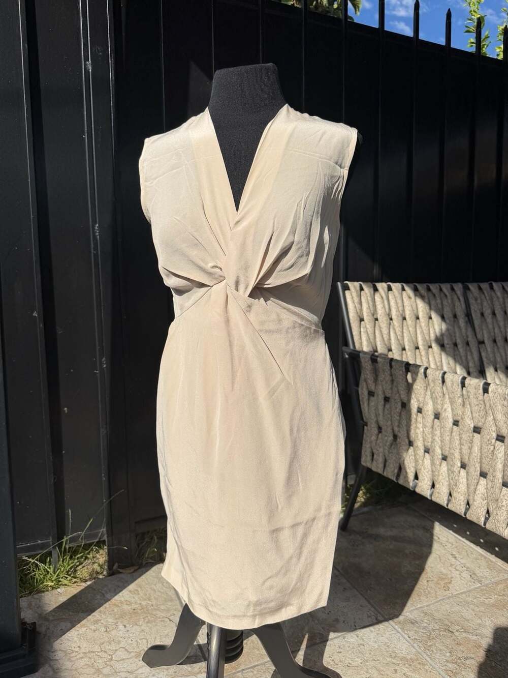 AllSaints Salma 100% Silk Twist-Front Sleeveless Mini Dress
